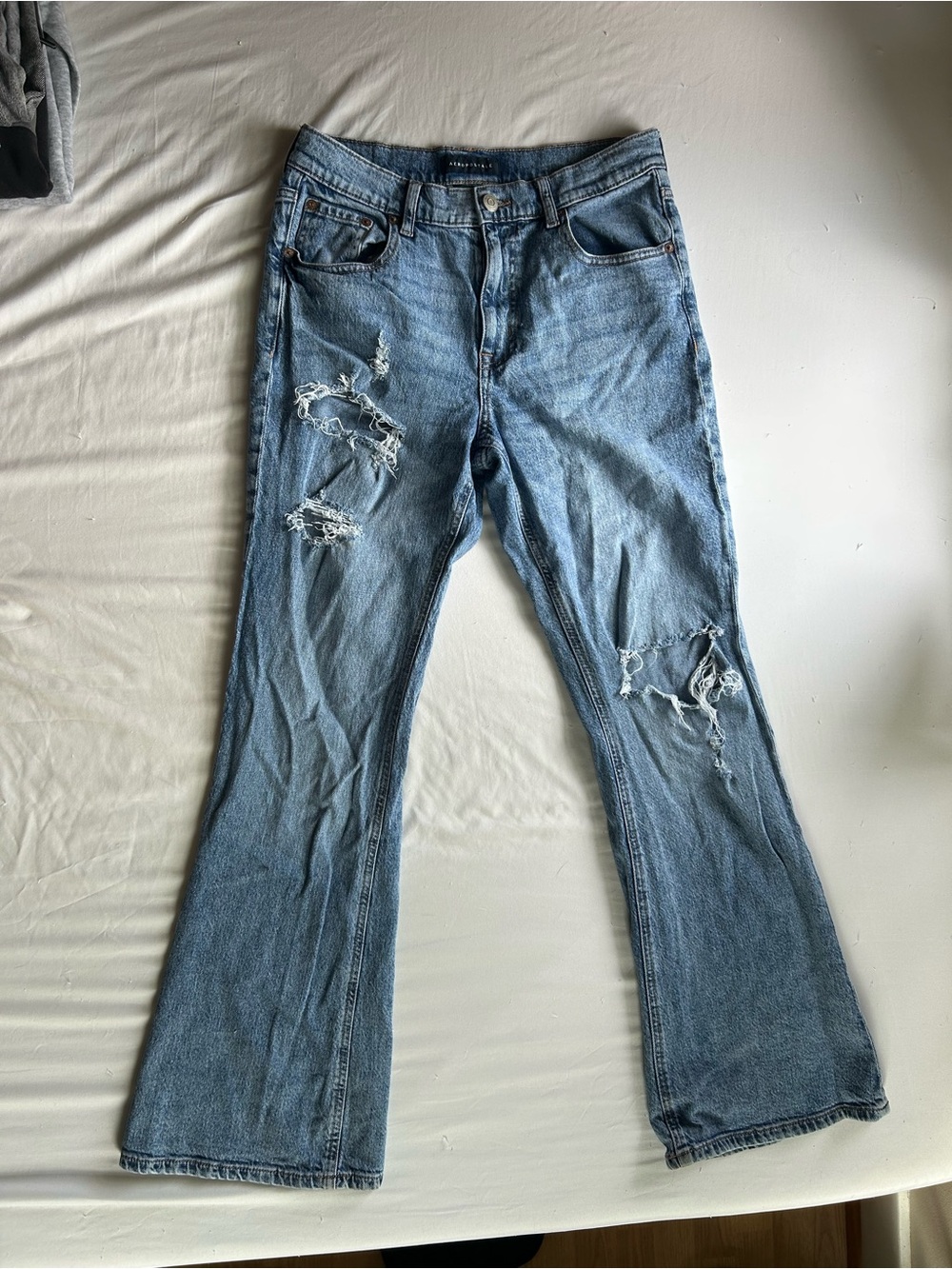 Aeropostale Light Blue Distressed Flare Jeans